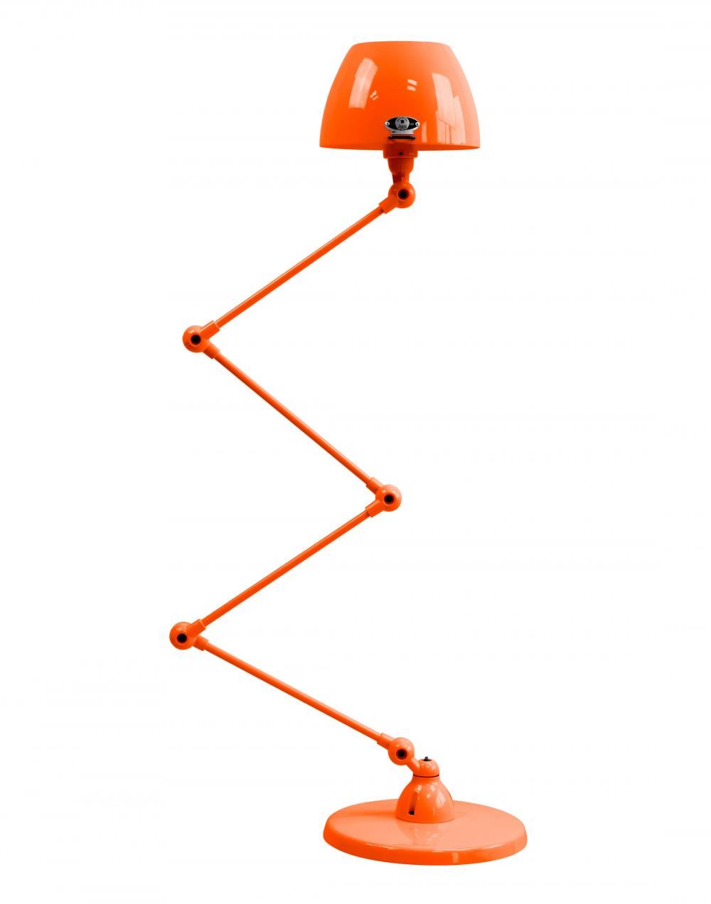 Jielde Aicler Zigzag 4 Arm Desk Or Floor Light Curved Shade Orange Gloss