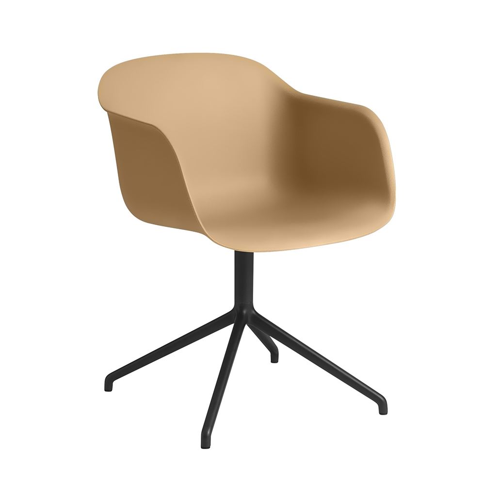 Fiber Armchair Swivel Base With Castors Ochre Black