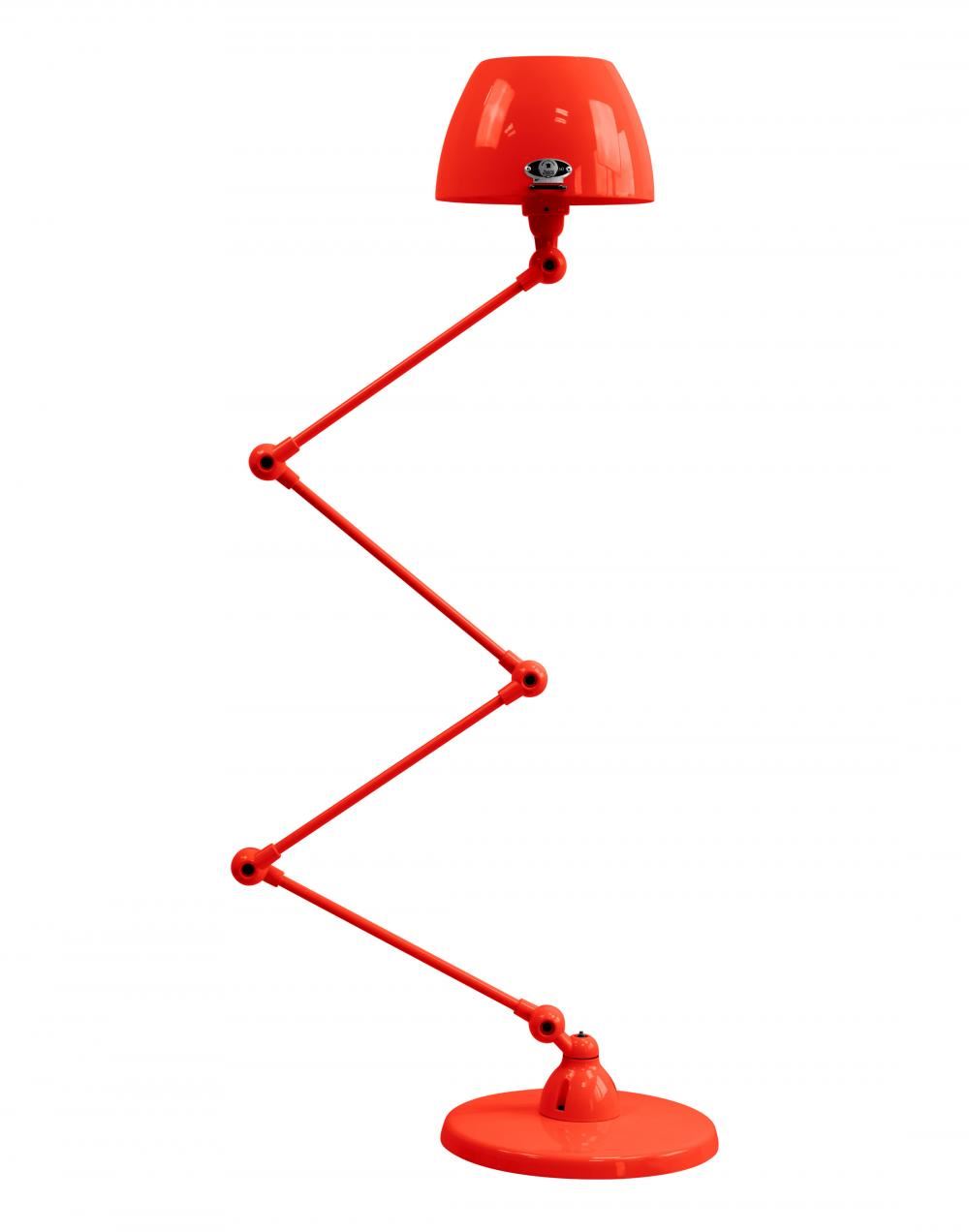 Jielde Aicler Zigzag 4 Arm Desk Or Floor Light Curved Shade Red Matt