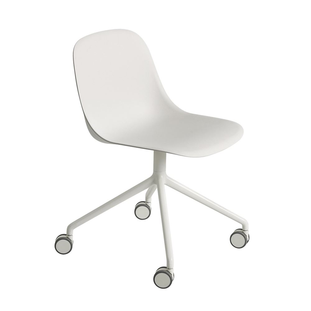 Fiber Side Chair Swivel Base With Castors Natural White White