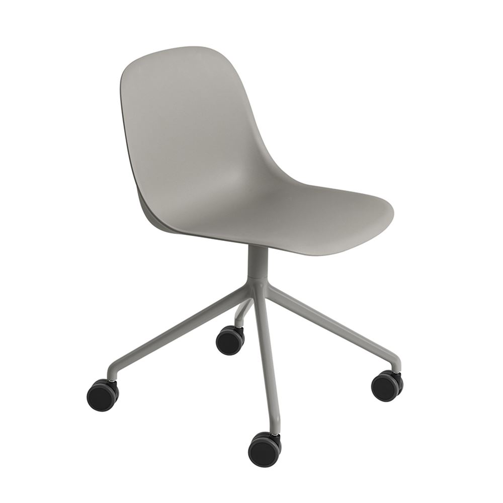 Fiber Side Chair Swivel Base With Castors Grey Grey