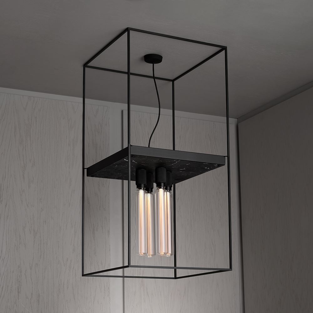 Caged Ceiling 40 Lamp Black Marble Extension Cage