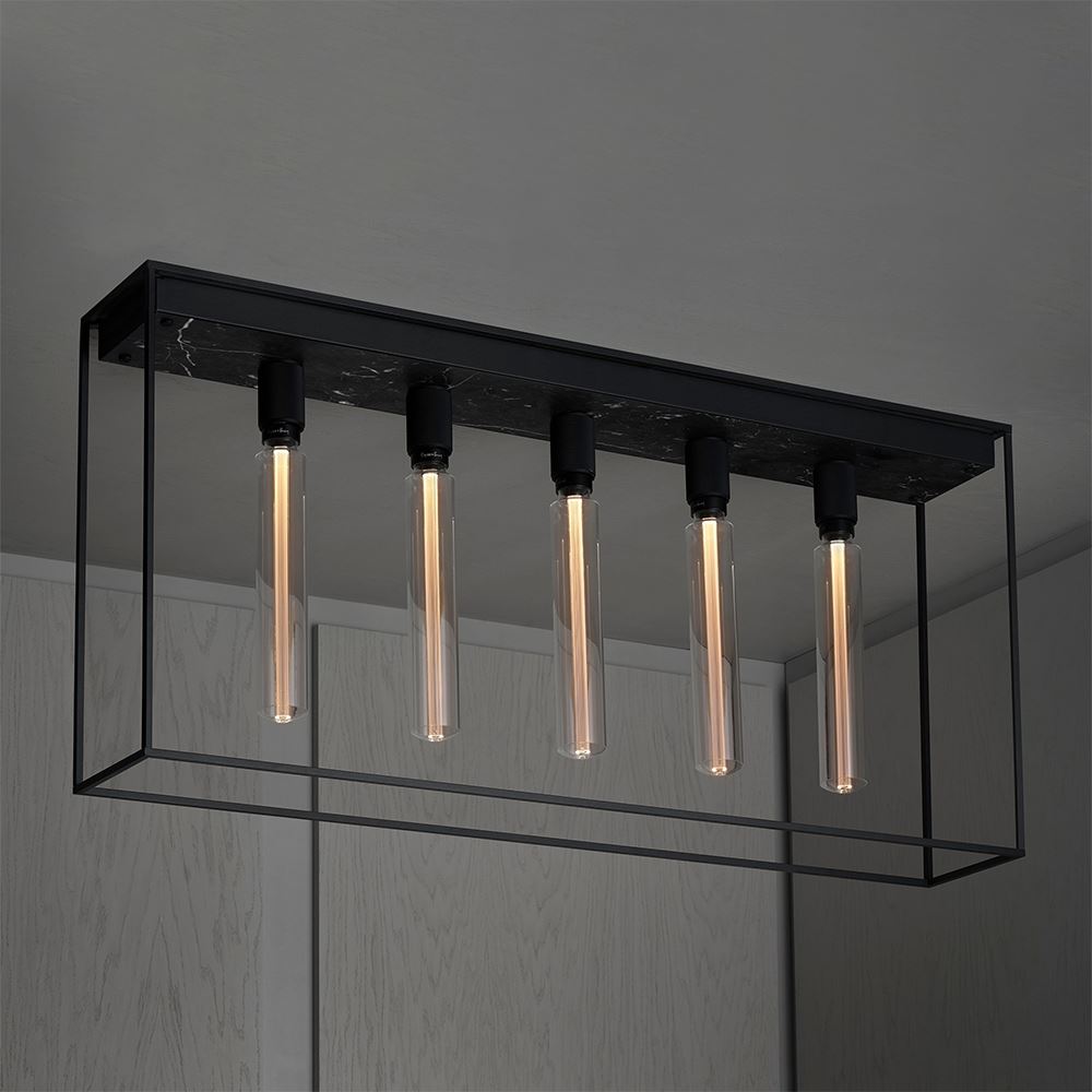 Caged Ceiling 50 Lamp Black Marble None