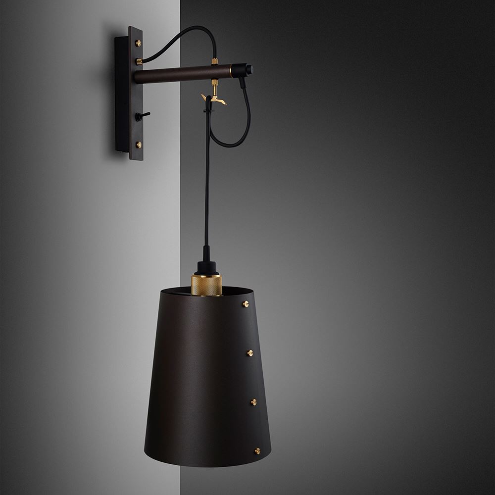 Hooked Wall Light With Shade Large Shade Graphite Brass