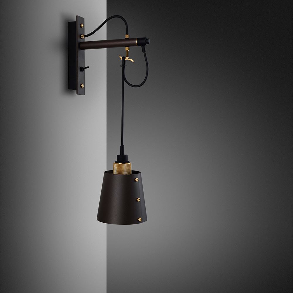 Hooked Wall Light With Shade Small Shade Graphite Brass