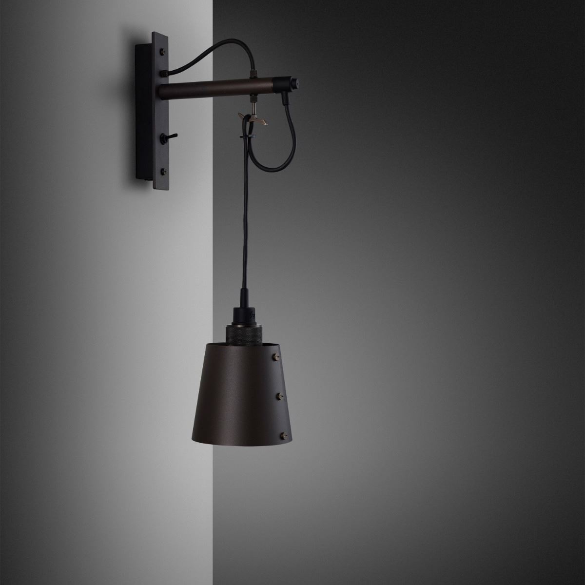 Hooked Wall Light With Shade Small Shade Graphite Smoked Bronze