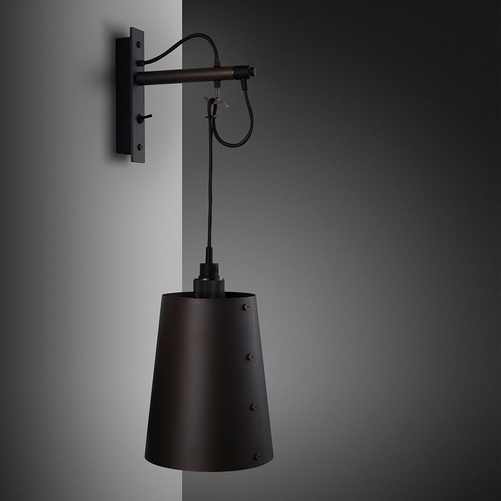 Hooked Wall Light With Shade Large Shade Graphite Smoked Bronze