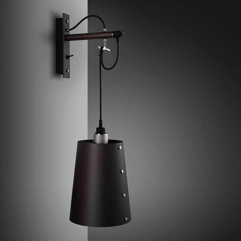 Hooked Wall Light With Shade Large Shade Graphite Steel