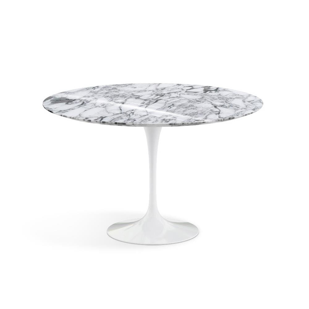 Outlet Knoll Saarinen Dining Table Round Marble Large White Base Shiny Arabescato White Marble Top Designer Furniture From Holloways Of Ludlow