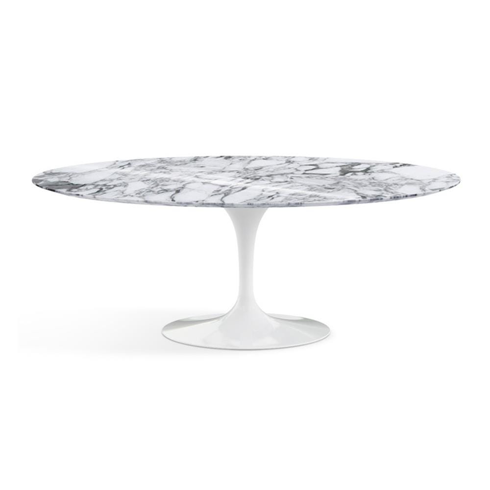 Outlet Knoll Saarinen Dining Table Oval Marble Small White Base Shiny Arabescato White Marble Designer Furniture From Holloways Of Ludlow