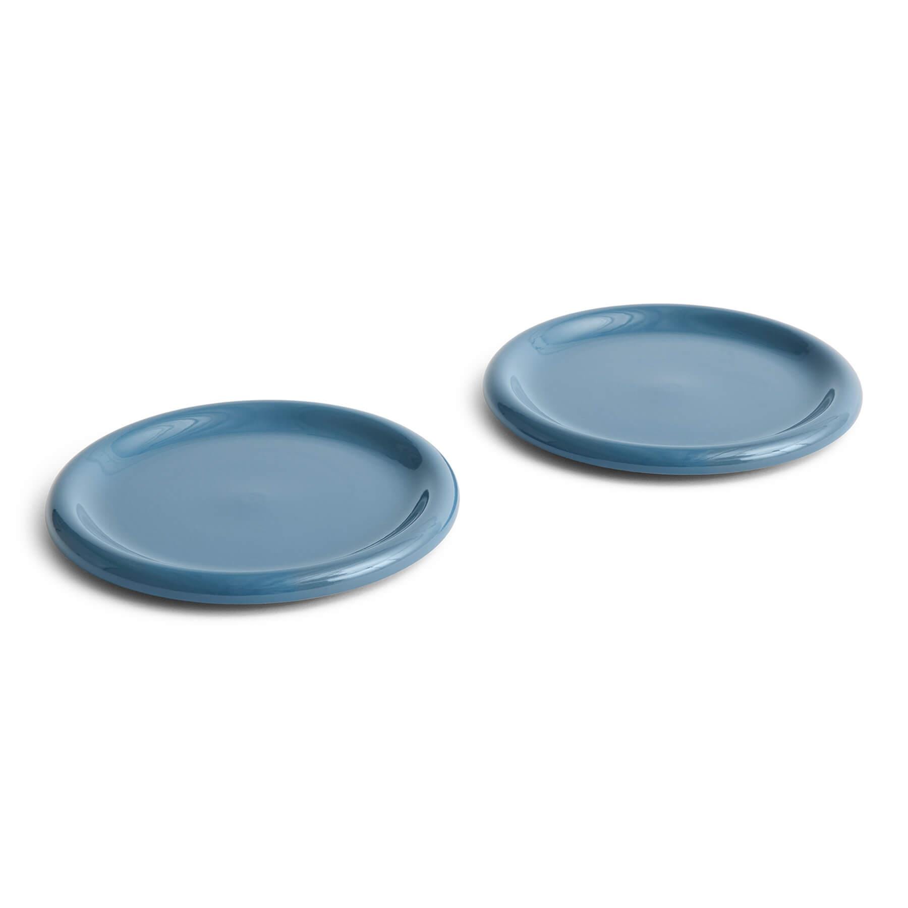 Hay Barro Plate Set Of 2 Large Dark Blue Terracotta