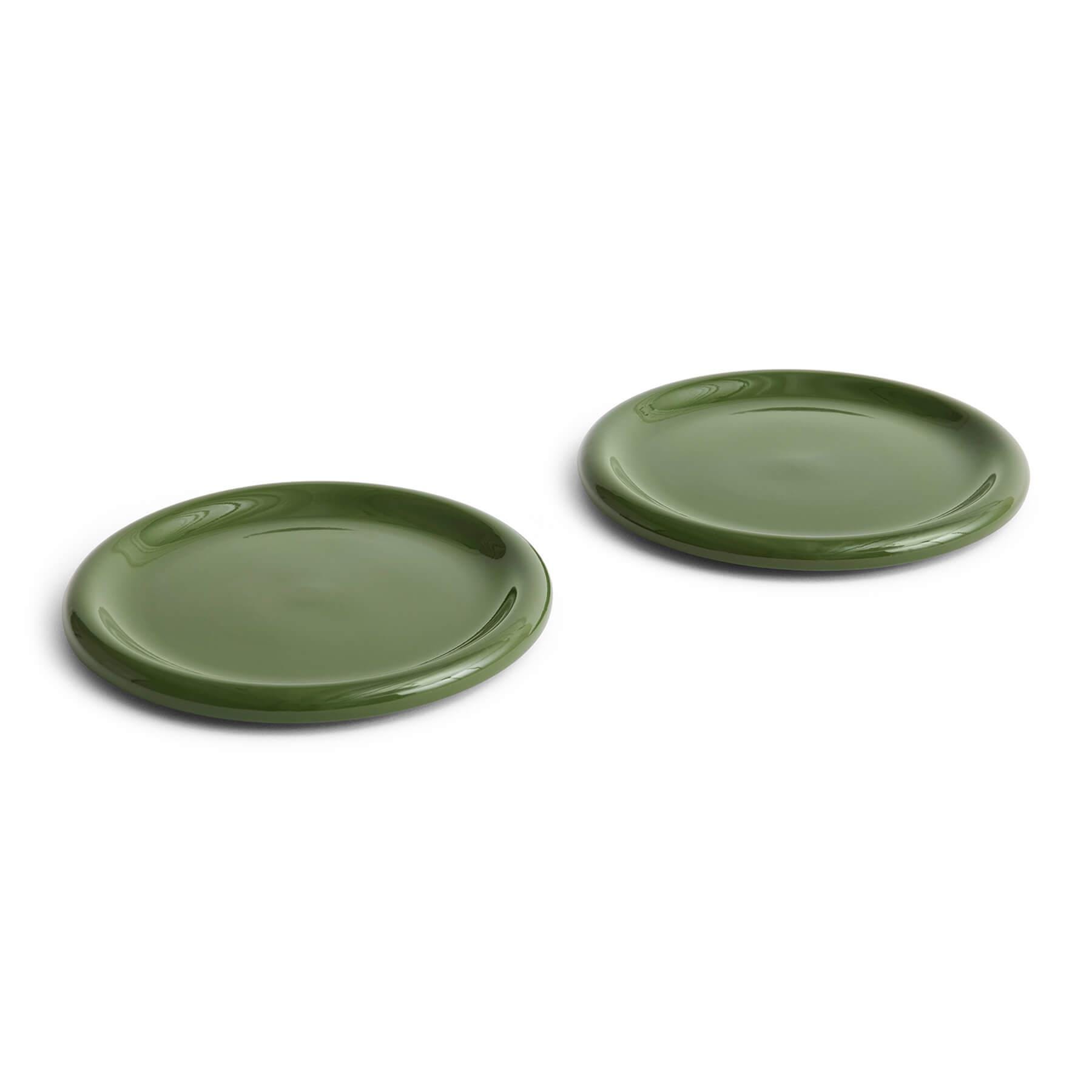 Hay Barro Plate Set Of 2 Large Green Terracotta