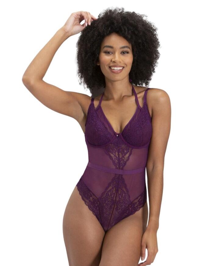 Contradiction stuns with yet another creation, the sexy Suspense collection is the perfect update your lingerie drawer has been looking for. Designed with fabulous mesh and elegant lace appliques, the Suspense body will hug and flatter your curves, allowing your confidence to shine through. The bodice features underwired plunge style cups, offering excellent support and uplift, clever double strap design adds charm and provides a fully adjustable fit. The bodice fastens with a hook and eye closure to the rear. The rear of this body offers cheeky coverage for a seamless finish under figure-hugging clothing. Elevate your night-out look with this fabulous piece.  Sexy, contemporary design Gorgeous mesh panels Embroidered lace inserts Waistband pulls in the waist Underwired cups Secures at the rear with a hook and eye closure Ties behind the neck Scalloped edges Composition: 78% Polyamide &pipe; 22% Elastane Listed in UK sizes  45700-84875-1128552 11810 Body