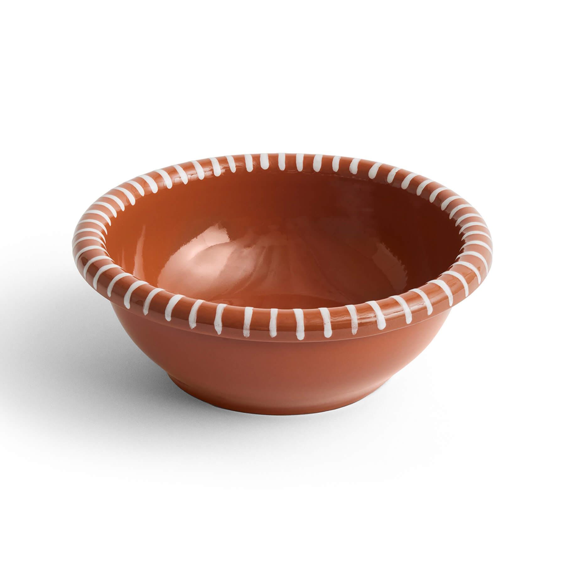 Hay Barro Salad Bowl Large Natural With Stripes Terracotta Brown