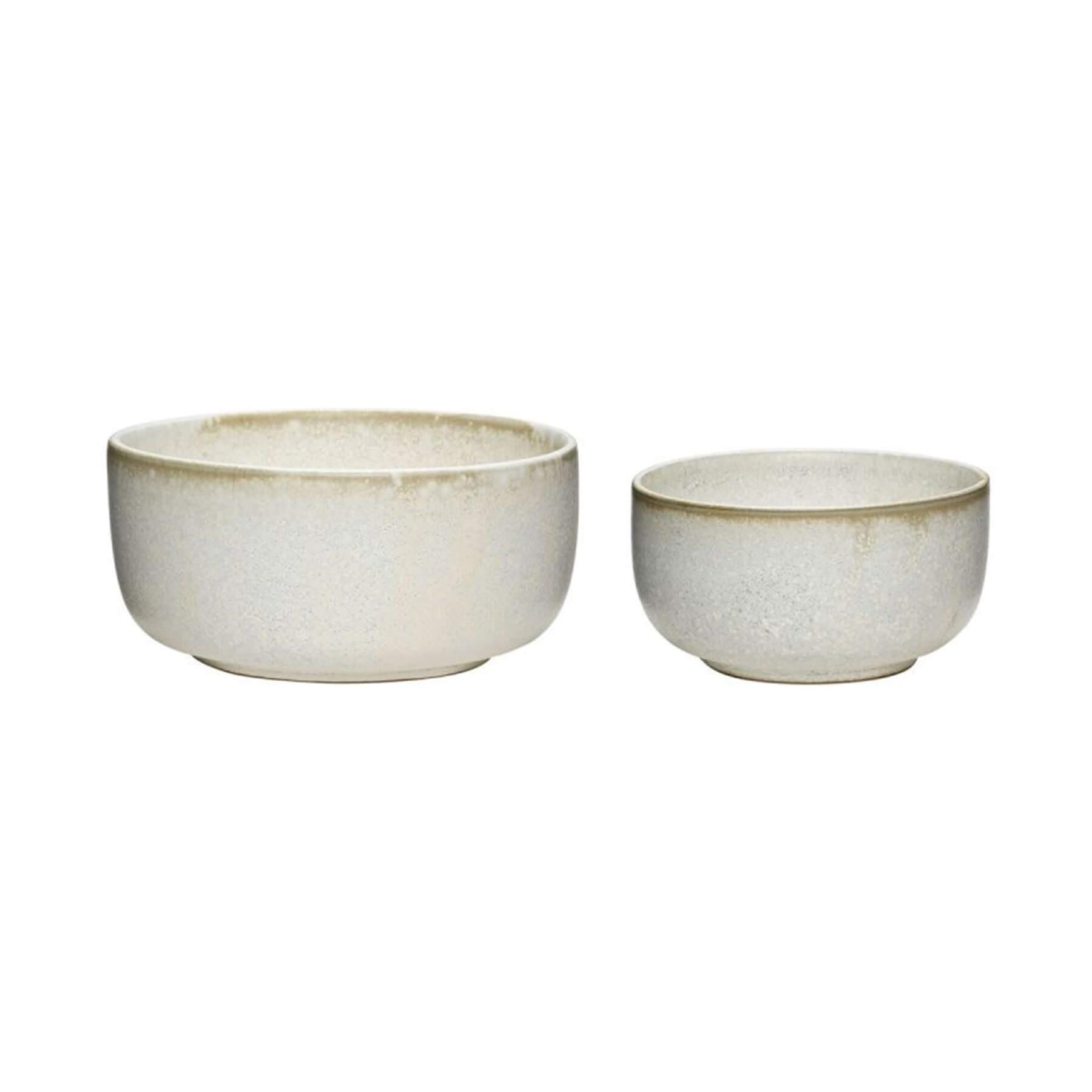 Hubsch Clay Bowls Set Of 2 White Ceramic