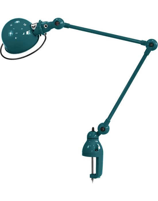 Jielde Loft Two Arm Desk Light With Desk Clamp Ocean Blue Gloss