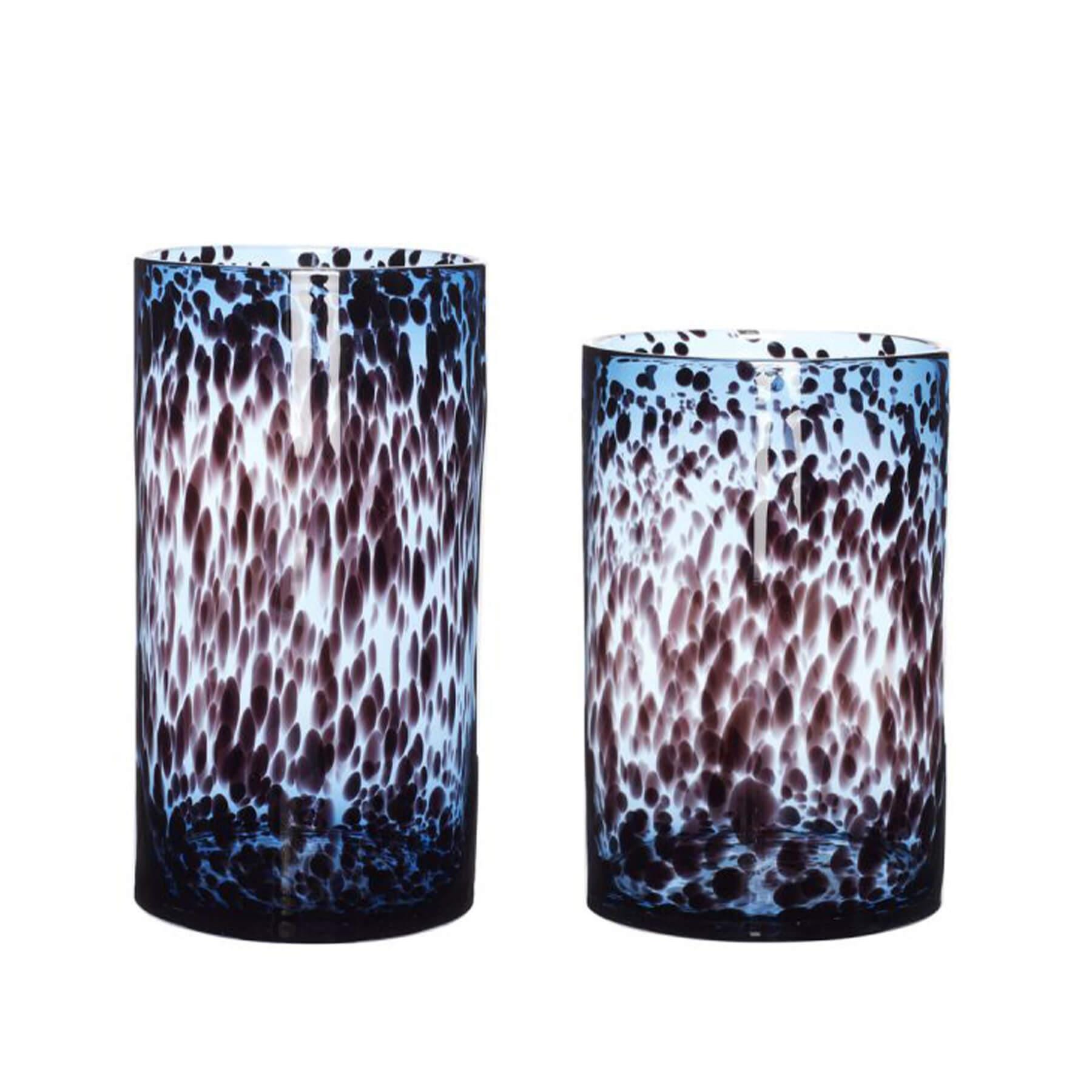 Hubsch Leo Cylinder Vase In Blue And Burgundy Set Of 2 Glass Multi