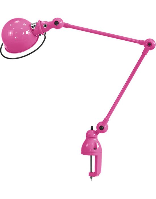 Jielde Loft Two Arm Desk Light With Desk Clamp Pink Gloss