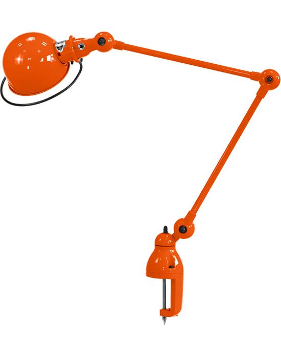 Jielde Loft Two Arm Desk Light With Desk Clamp Orange Gloss