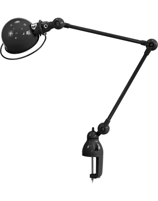 Jielde Loft Two Arm Desk Light With Desk Clamp Black Hammered Gloss