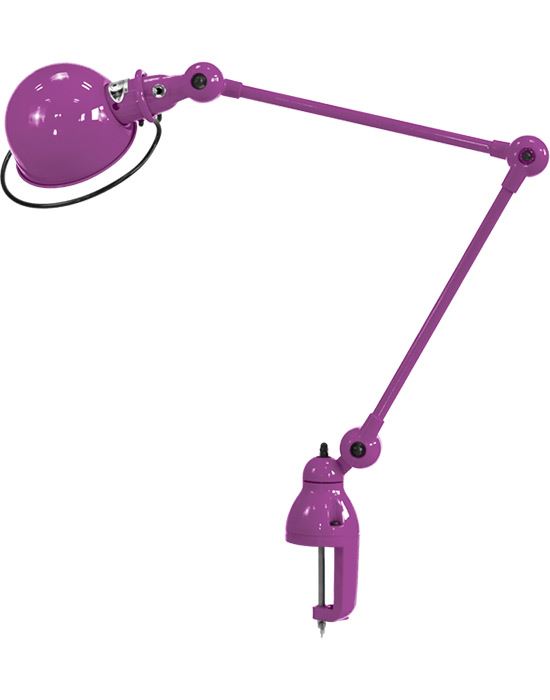 Jielde Loft Two Arm Desk Light With Desk Clamp Violet Fuchsia Gloss
