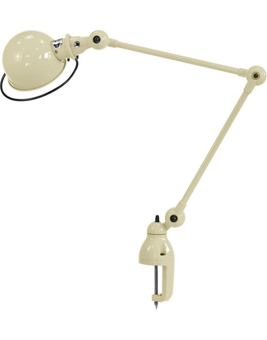 Jielde Loft Two Arm Desk Light With Desk Clamp Ivory Matt