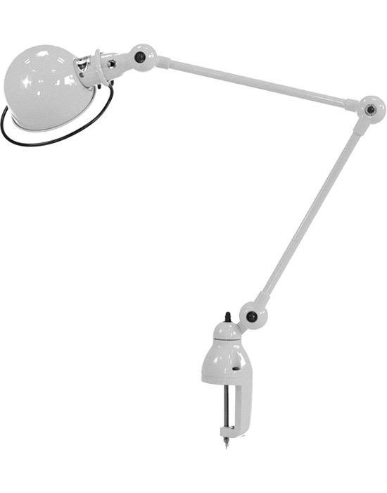 Jielde Loft Two Arm Desk Light With Desk Clamp Silver Grey Gloss