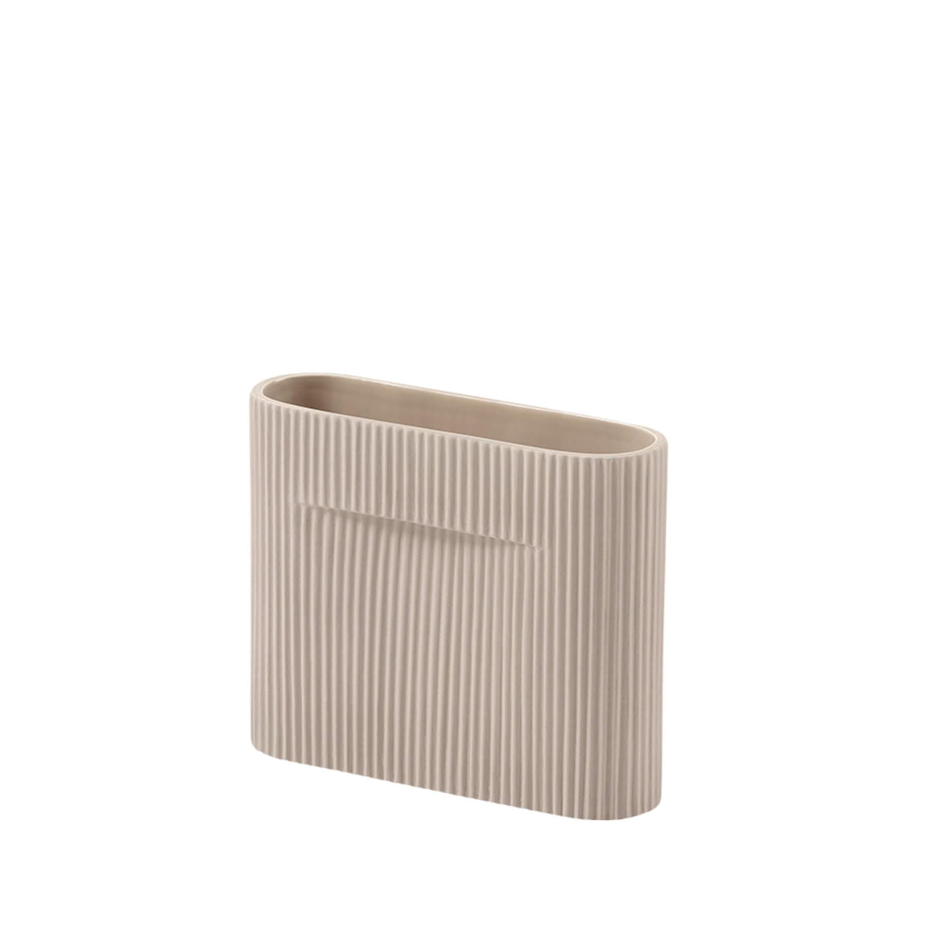 Muuto Ridge Vase Small Beige Earthenware Brown