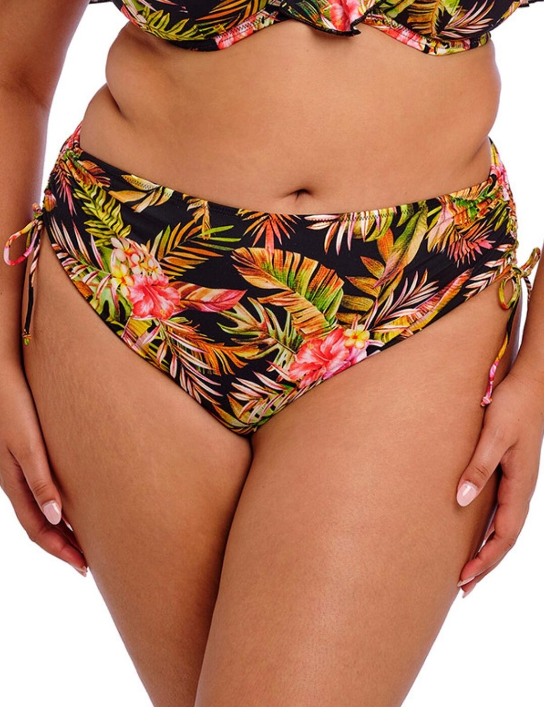 Turn heads at the beach with the Tiger Valley adjustable bikini brief by Elomi. These high-waisted briefs flatter your figure with cheeky rear coverage for the ideal fusion of style and comfort. With adjustable tie sides, you can personalise your leg line to match your mood, whether you're catching maximum rays or looking for more modest wear. A beautiful tropical print adorns the lightweight fabric with full lining to ensure all-day comfort that doesn't sacrifice style. Combine the briefs with matching swimwear from the Tiger Valley range to complete your look.