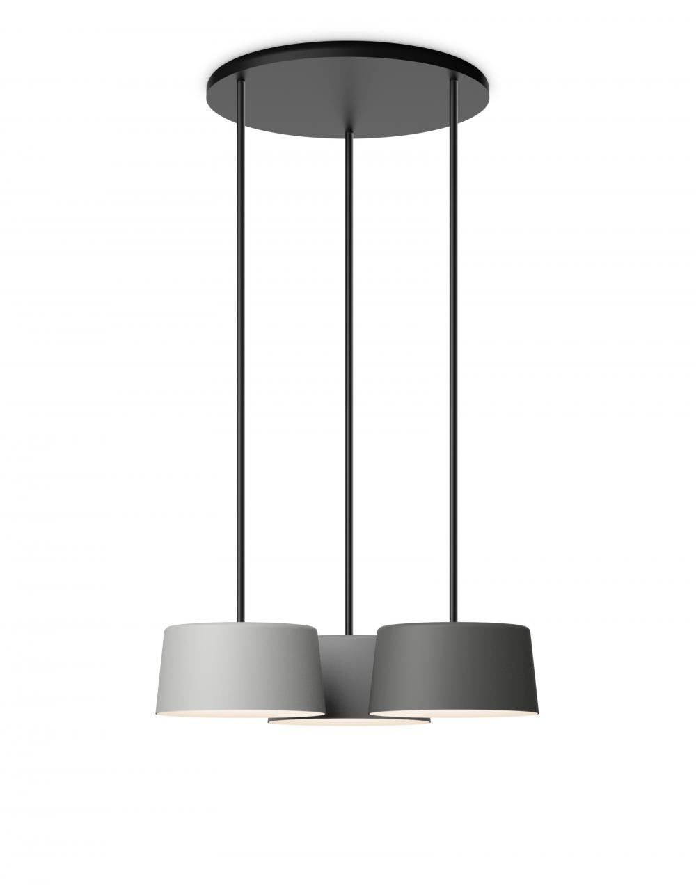 Tube 3 Light Pendant Large Same Length Light Grey Grey Dark Grey