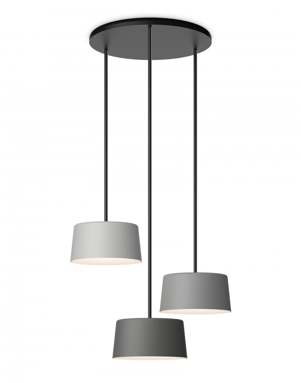 Tube 3 Light Pendant Large Multiple Lengths Light Grey Grey Dark Grey