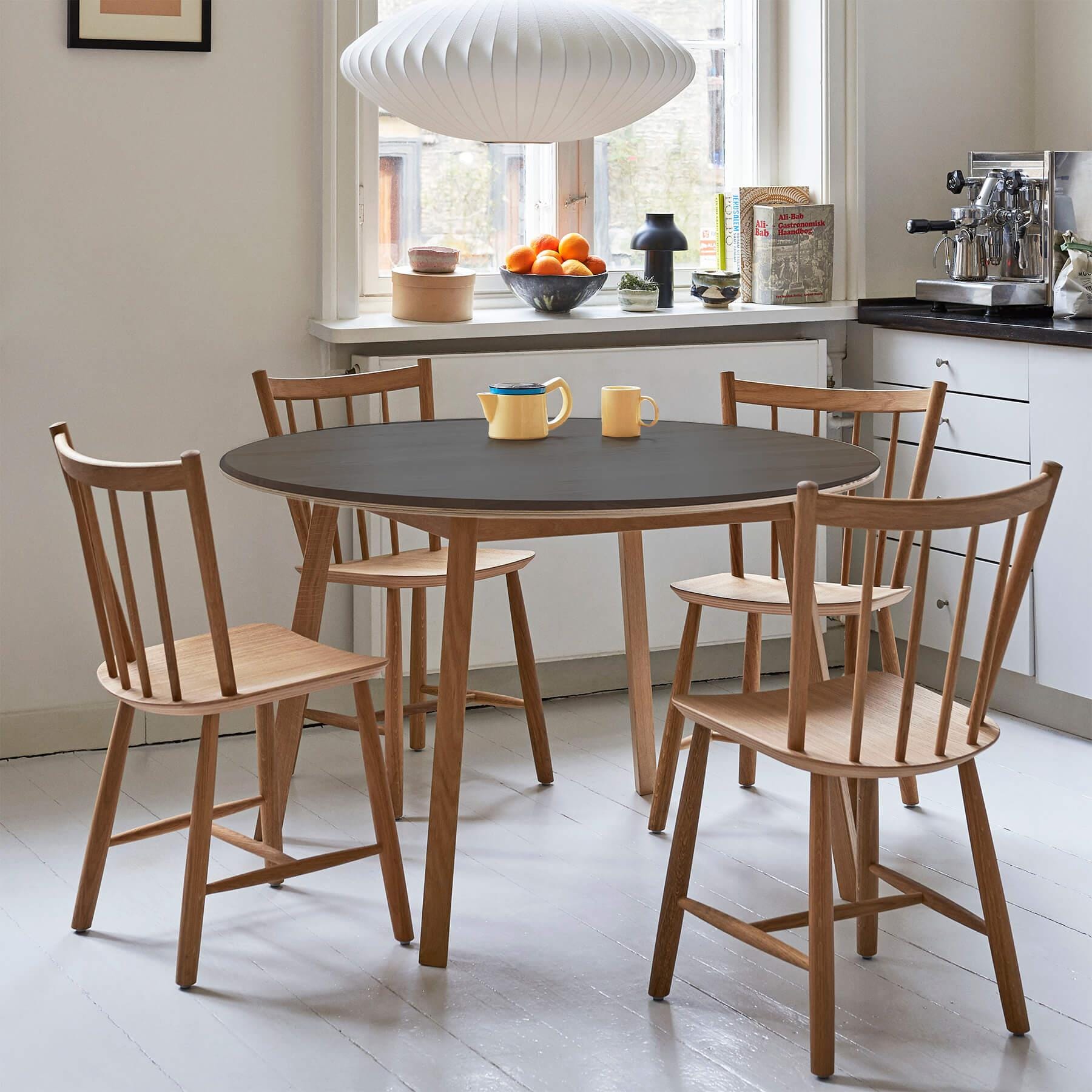 Hay Round Family Dining Bundle With 4 Chairs Cph 220 Table Ink Black J41 Chair Oiled Oak Multi Designer Furniture From Holloways Of Ludlow