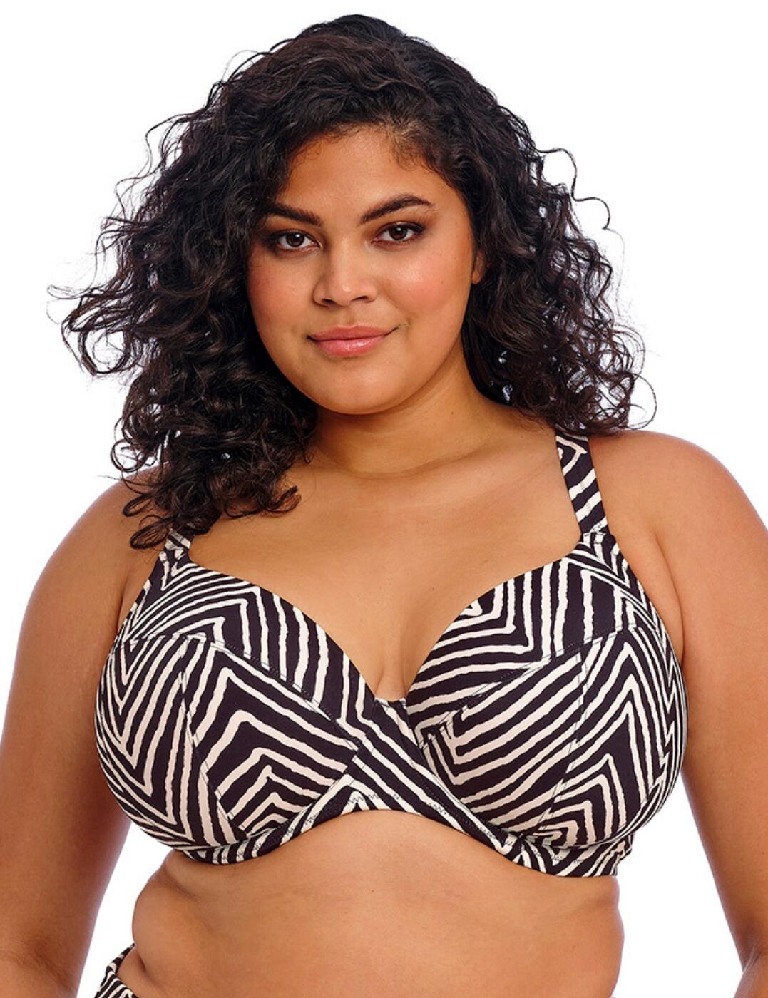 Upgrade your swimwear with the Fiji Falls plunge bikini top by Elomi. Featuring a chic geometric print and fully lined for your support, this must-have bikini top is the perfect combination of unmatched style and comfort. Concealed elastic at the neckline offers easy, comfortable wear, leading to non-padded cups designed to accentuate your natural shape and create an eye-catching silhouette. It is underwired with a powernet-lined back for additional support so you can wear this bikini top all day with confidence, whether you're hitting the waves or relaxing on the beach. Plus, fully adjustable straps and a plastic clasp closure ensure a secure, personalised fit. Why not pair with matching bikini bottoms from the Fiji Falls range for a head-turning holiday look?
