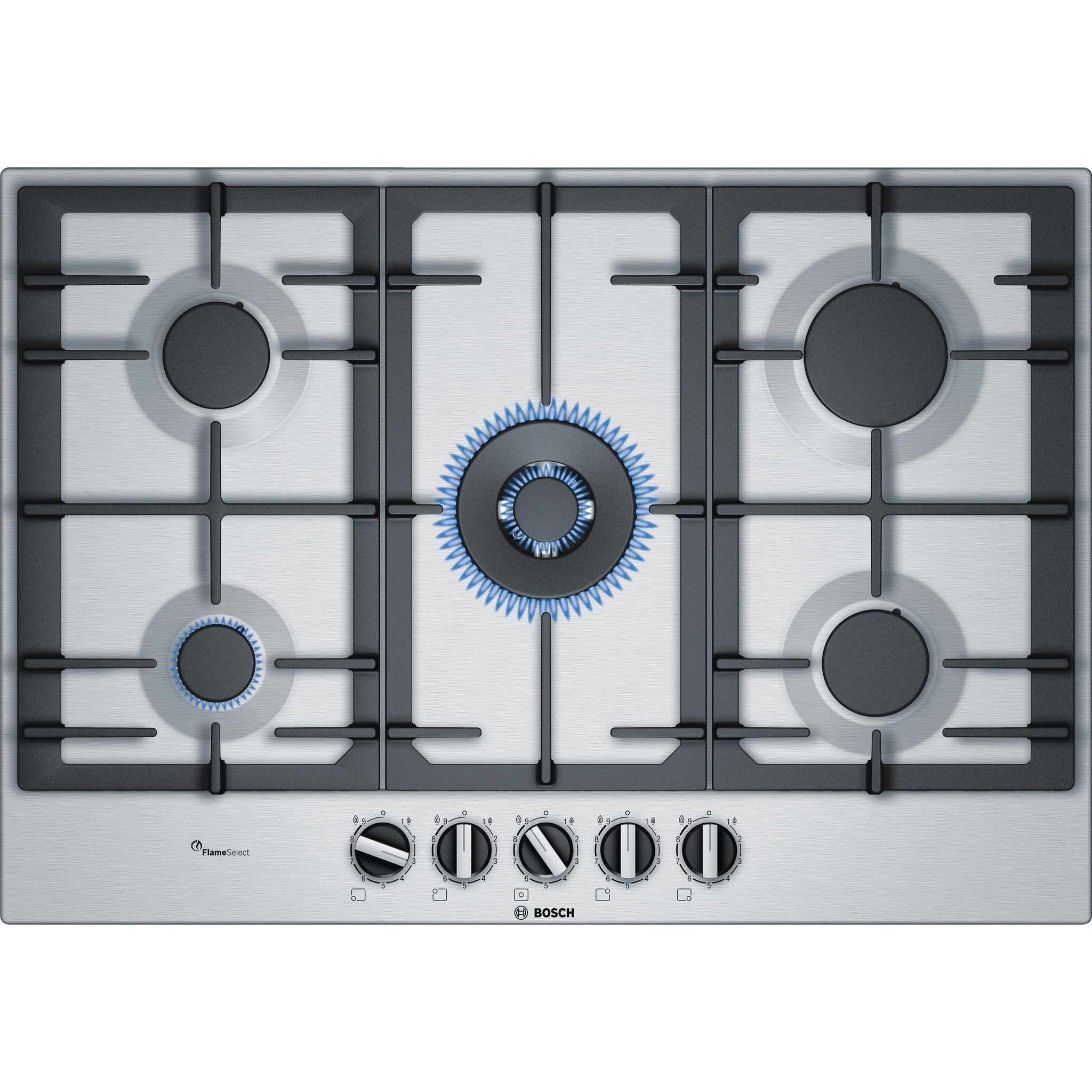 Bosch Serie 6 Pcq7a5b90 5 Burner Gas Hob Stainless Steel Exdisplay Model To Clear