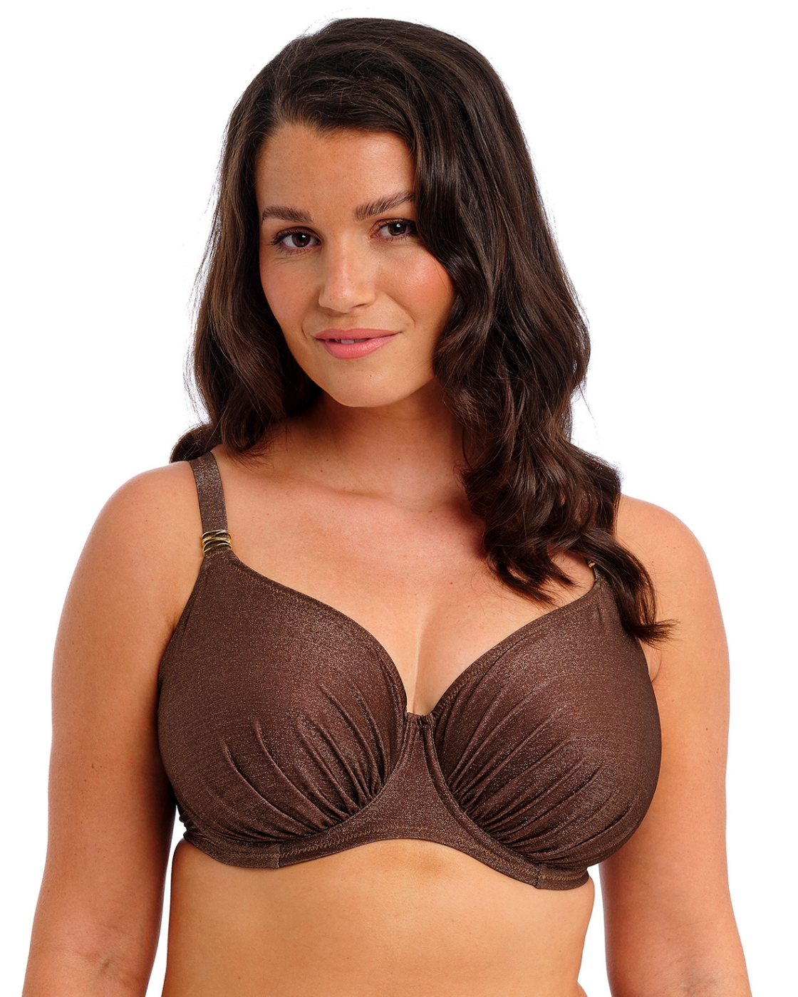 Fantasie Sabana Gathered Full Cup Bikini Top - Chestnut Sparkle - 36D