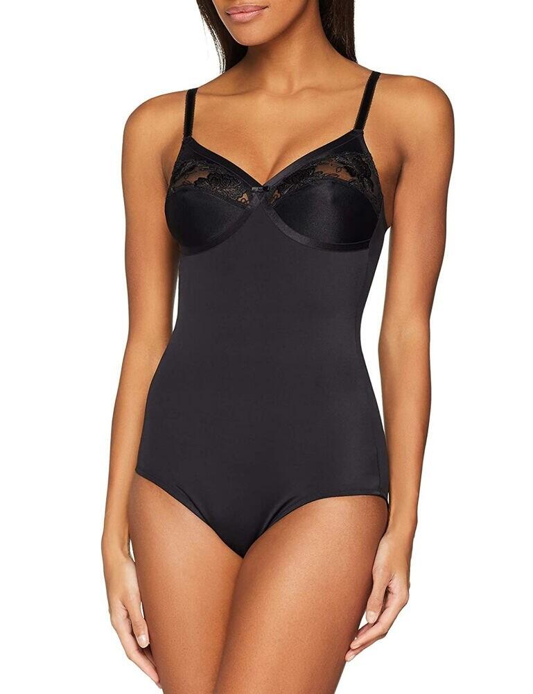 The Triumph Modern Posy bodysuit is an elegant addition to your everyday shapewear wardrobe. Soft-touch stretch microfibre moves with your body and maintains comfort whilst being invisible under clothing. The cups have added femininity with embroidered delicate lace.  Non-wired Non-padded Adjustable straps Scoop back Hook and eye fastening Invisible under clothes Hand wash only Composition: Polyamide Blend Listed in UK sizes  47939-87297 10194718 Shaping Body