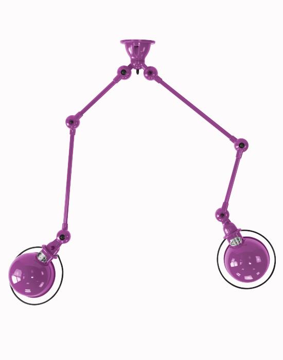 Jielde Loft Twin Ceiling Light Violet Fuchsia Matt