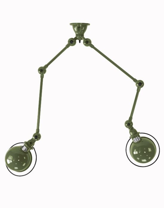 Jielde Loft Twin Ceiling Light Olive Gloss