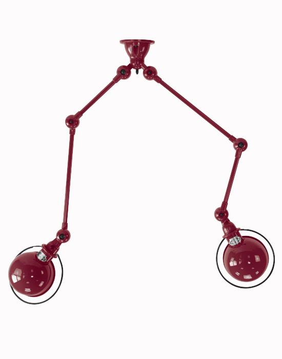 Jielde Loft Twin Ceiling Light Burgundy Matt