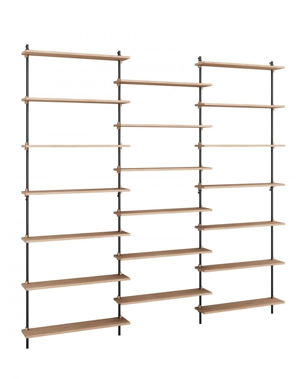 Moebe Wall Shelving Set Triple Extra Large Oak Black Light Wood