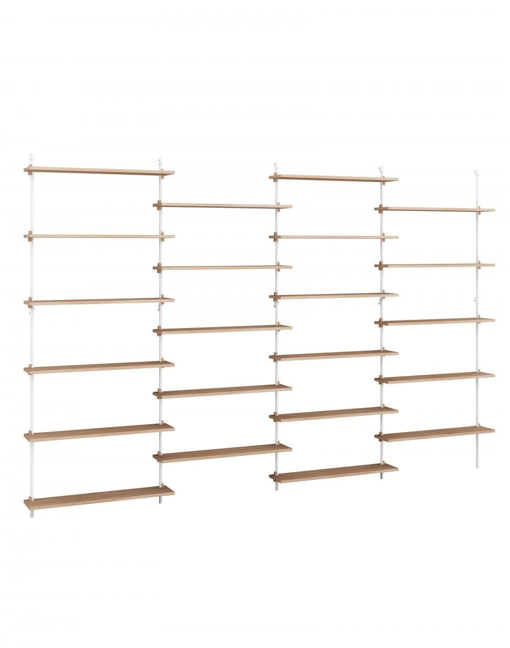 Moebe Wall Shelving Set Quadruple Large Oak White Light Wood