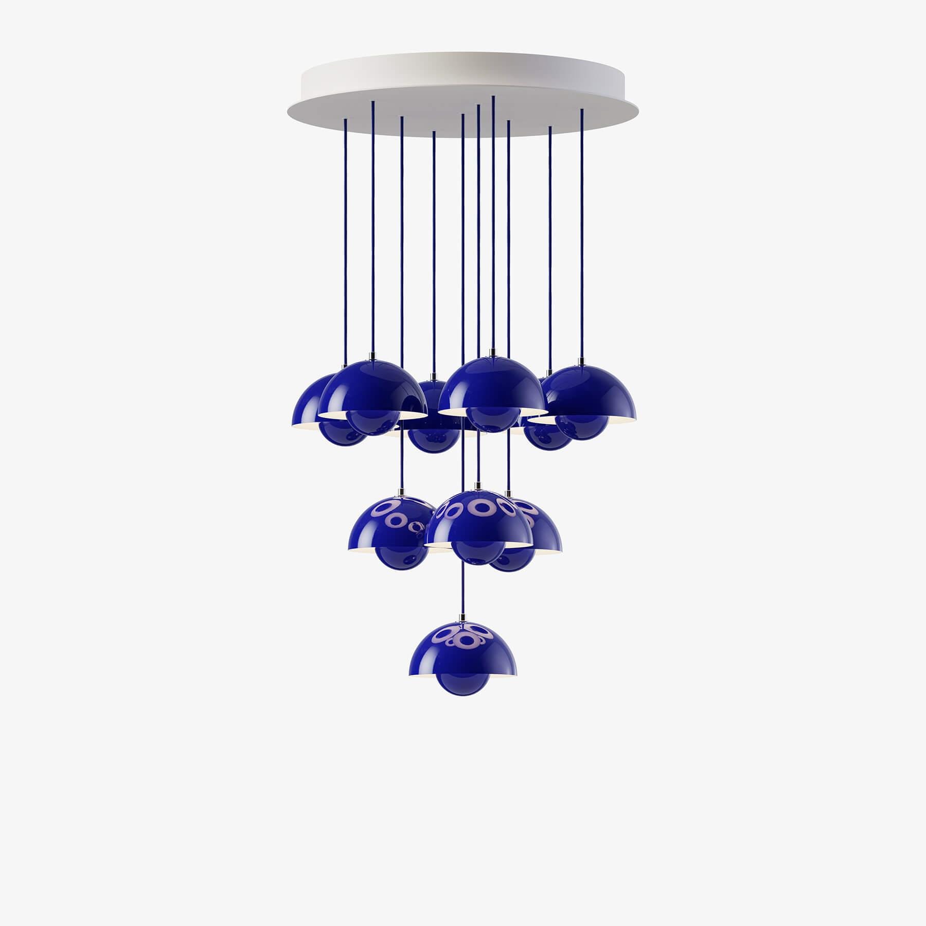 Tradition Vp10 Flowerpot Chandelier 10 Shades Cobalt Blue