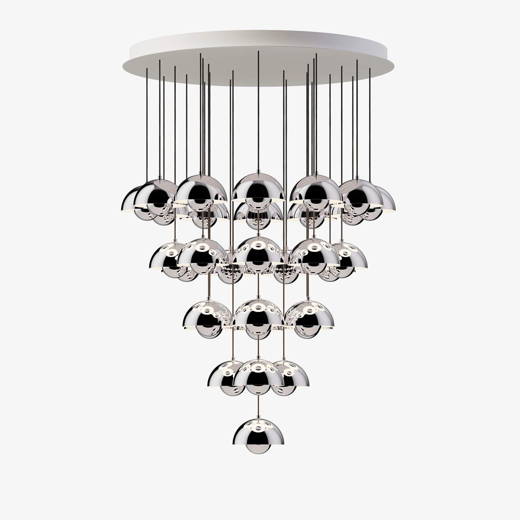 Tradition Vp10 Flowerpot Chandelier 31 Shades Chrome Plated Silver
