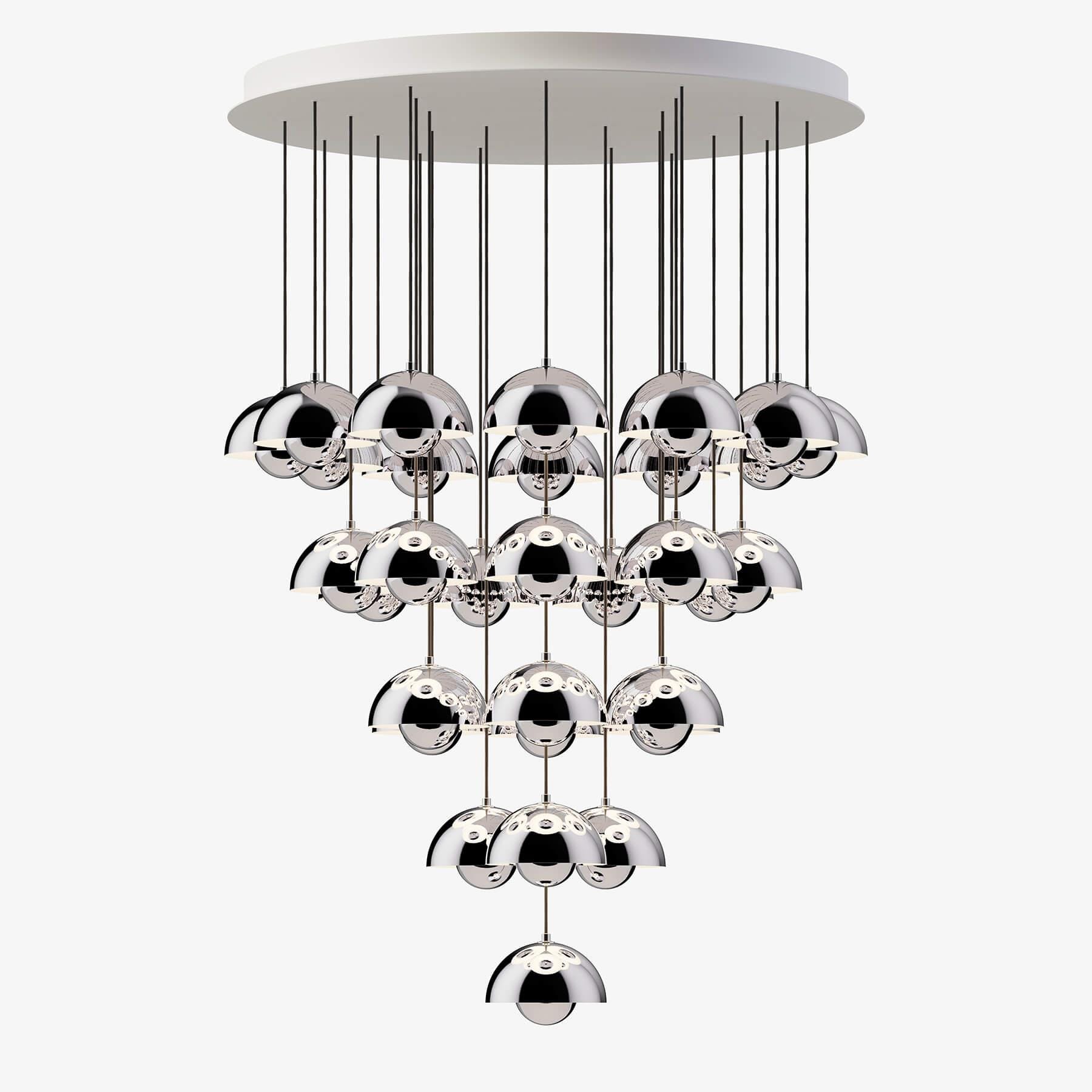 Tradition Vp1 Flowerpot Chandelier 31 Shades Chrome Plated Silver