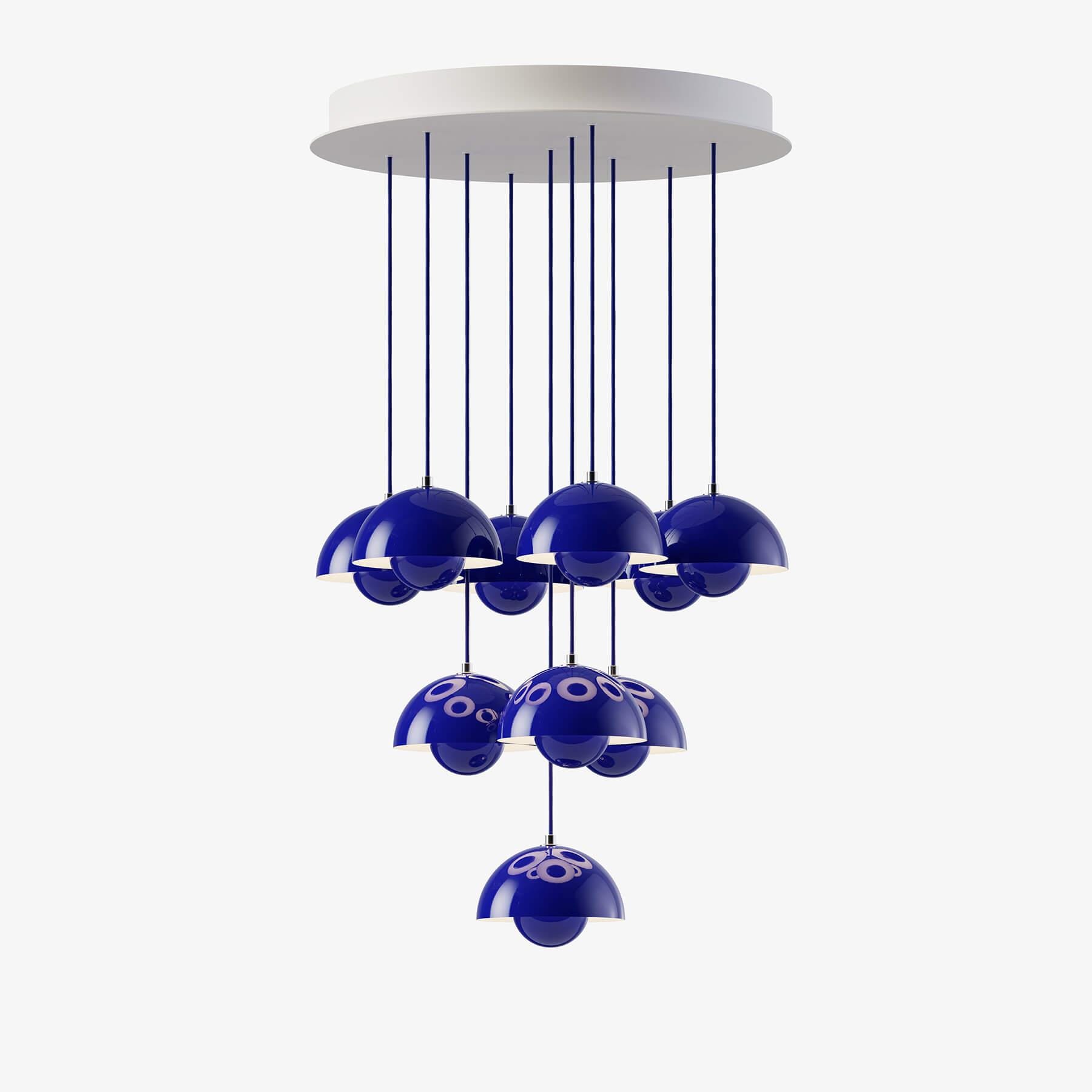 Tradition Vp1 Flowerpot Chandelier 10 Shades Cobalt Blue