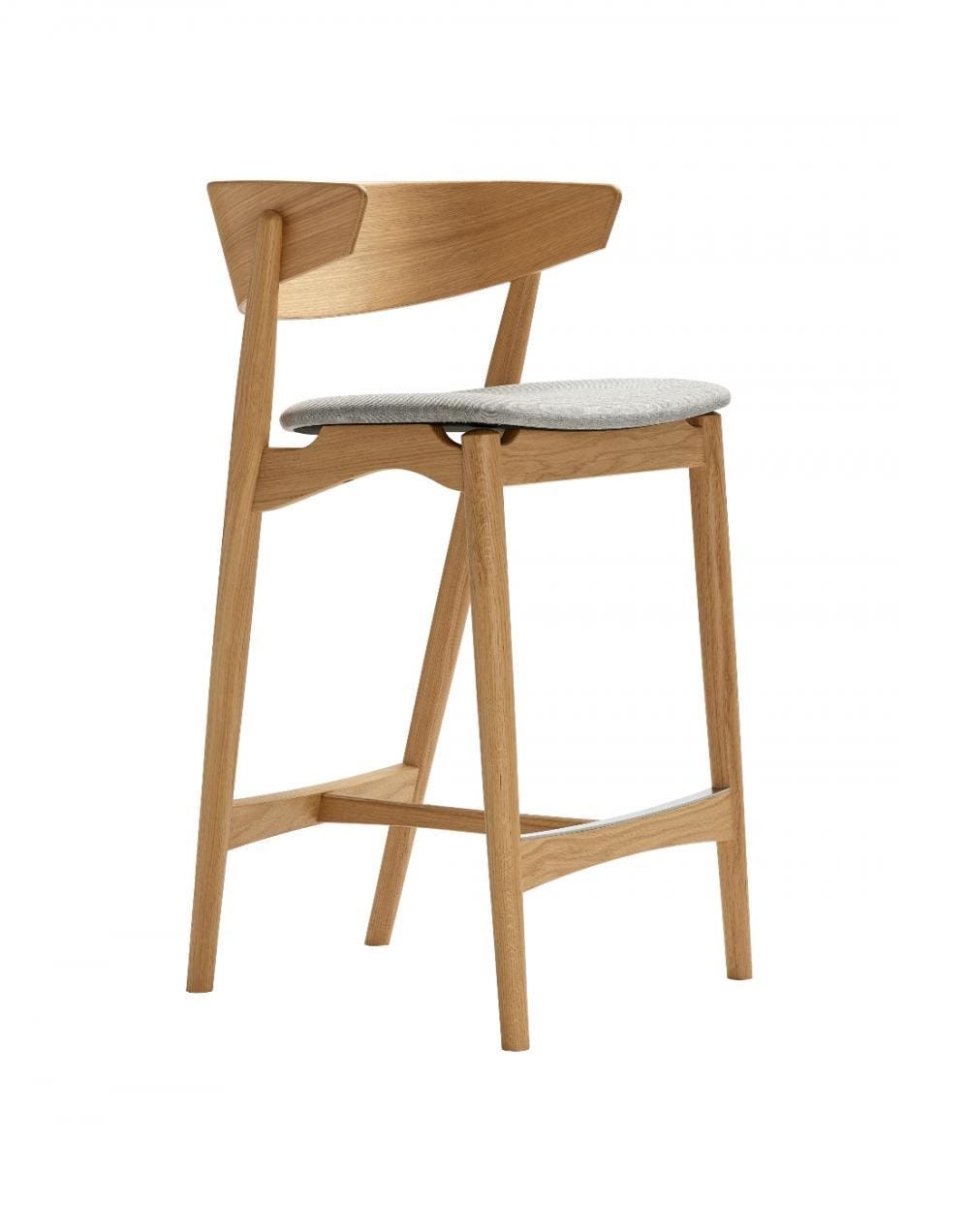 Sibast No 7 Stool With Back Rest Oak Natural Oil Light Grey Wool Kitchen Counter Stool 65cm Light Wood Designer Furniture From Holloways Of Ludl
