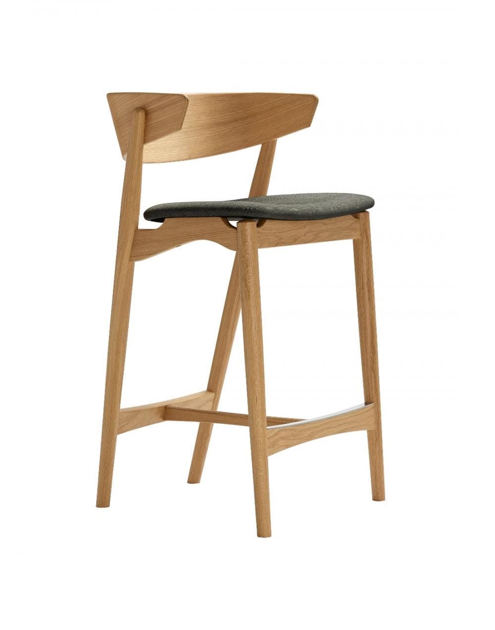 Sibast No 7 Stool With Back Rest Oak Natural Oil Dark Grey Wool Kitchen Counter Stool 65cm Light Wood Designer Furniture From Holloways Of Ludlo