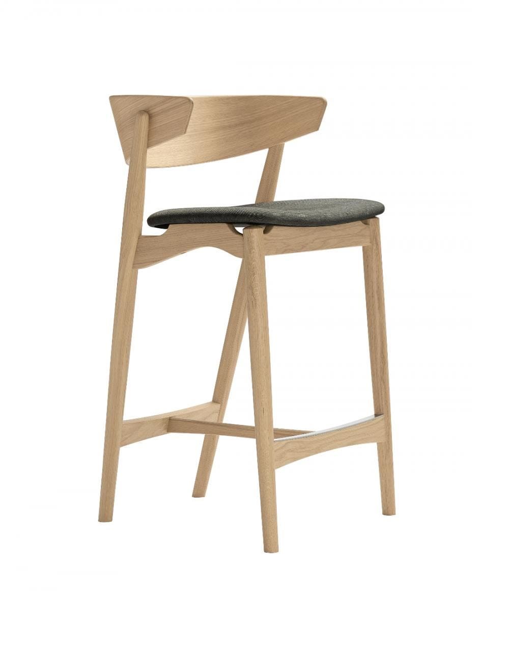Sibast No 7 Stool With Back Rest Oak Soap Dark Grey Wool Kitchen Counter Stool 65cm Light Wood Designer Furniture From Holloways Of Ludlow
