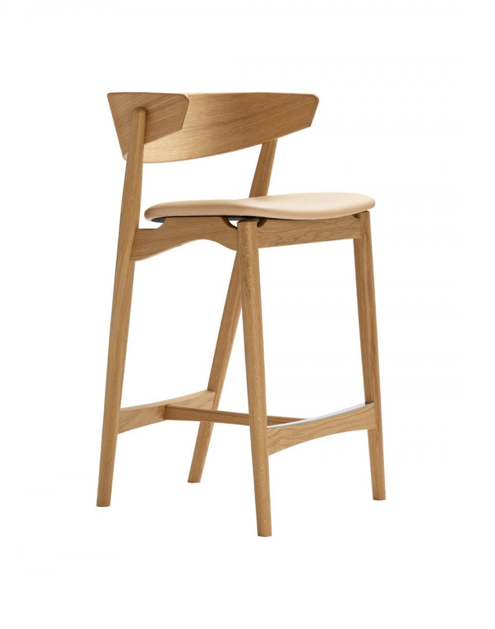Sibast No 7 Stool With Back Rest Oak Natural Oil Honey Leather Kitchen Counter Stool 65cm Light Wood Designer Furniture From Holloways Of Ludlow