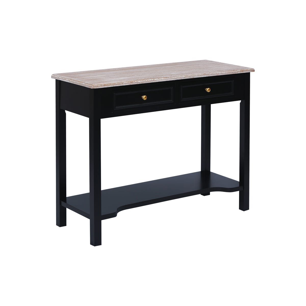 Charles Bentley Loxley 2 Drawer Console Table Black
